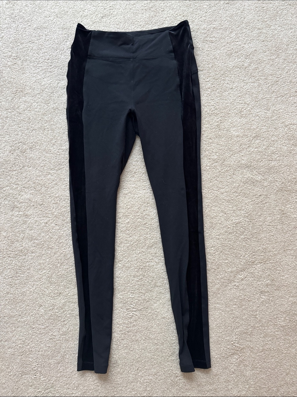 Athleta Black womens leggings with Velvet Side Panels